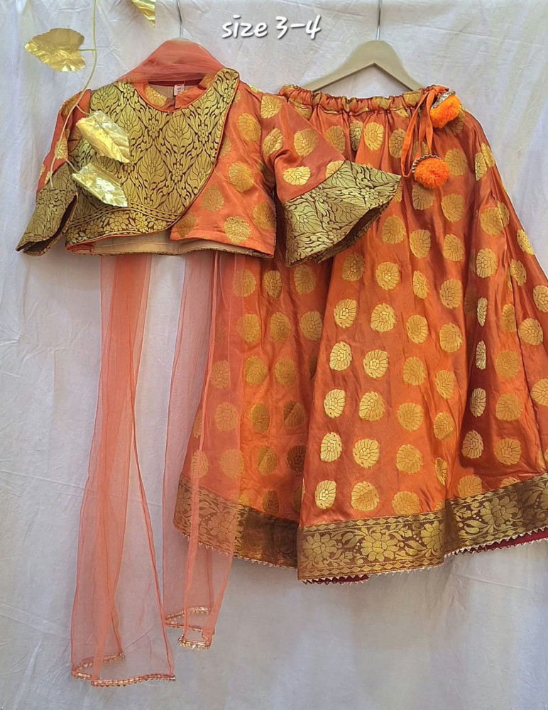 Image of BROWN TOP WITH SKIRT AND DUPPTTA SET