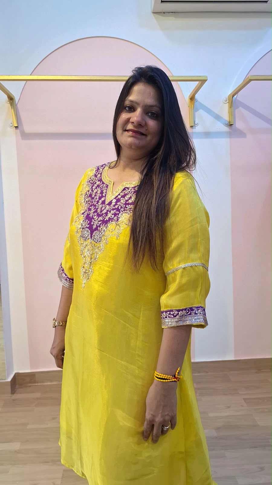 YELLOW TISSUE HANDWORK SHORT TOP WITH PHARSHI PANT SET
