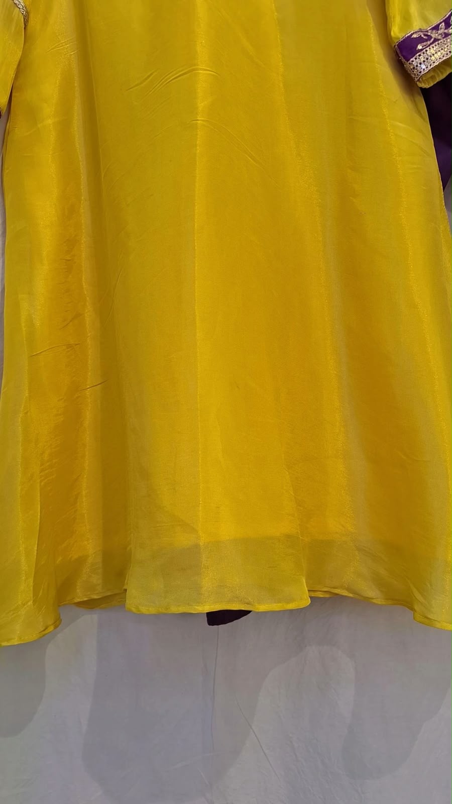 YELLOW TISSUE HANDWORK SHORT TOP WITH PHARSHI PANT SET