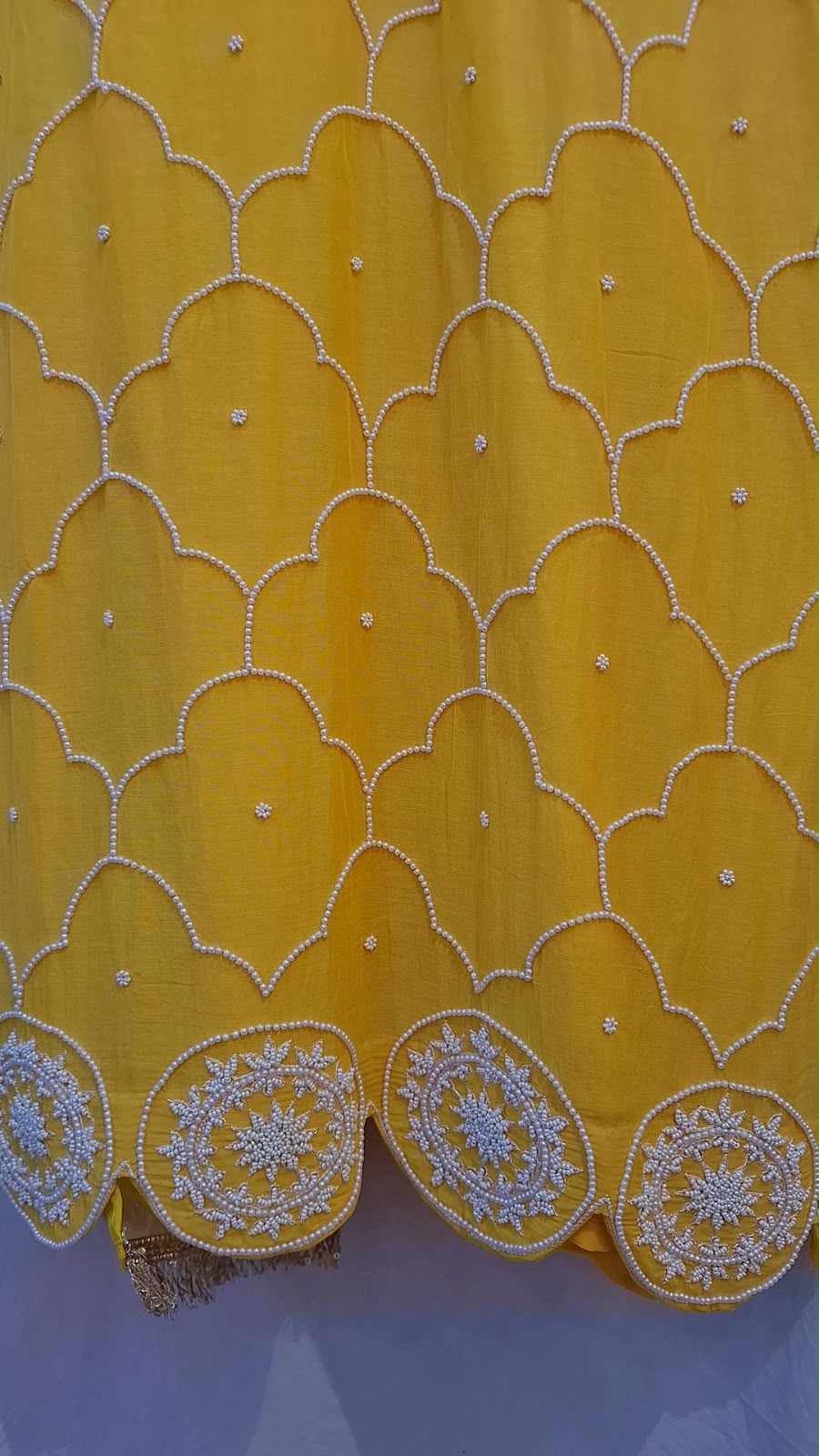 YELLOW MULCHANDERI SUIT WITH PANT DUPPTTA SET