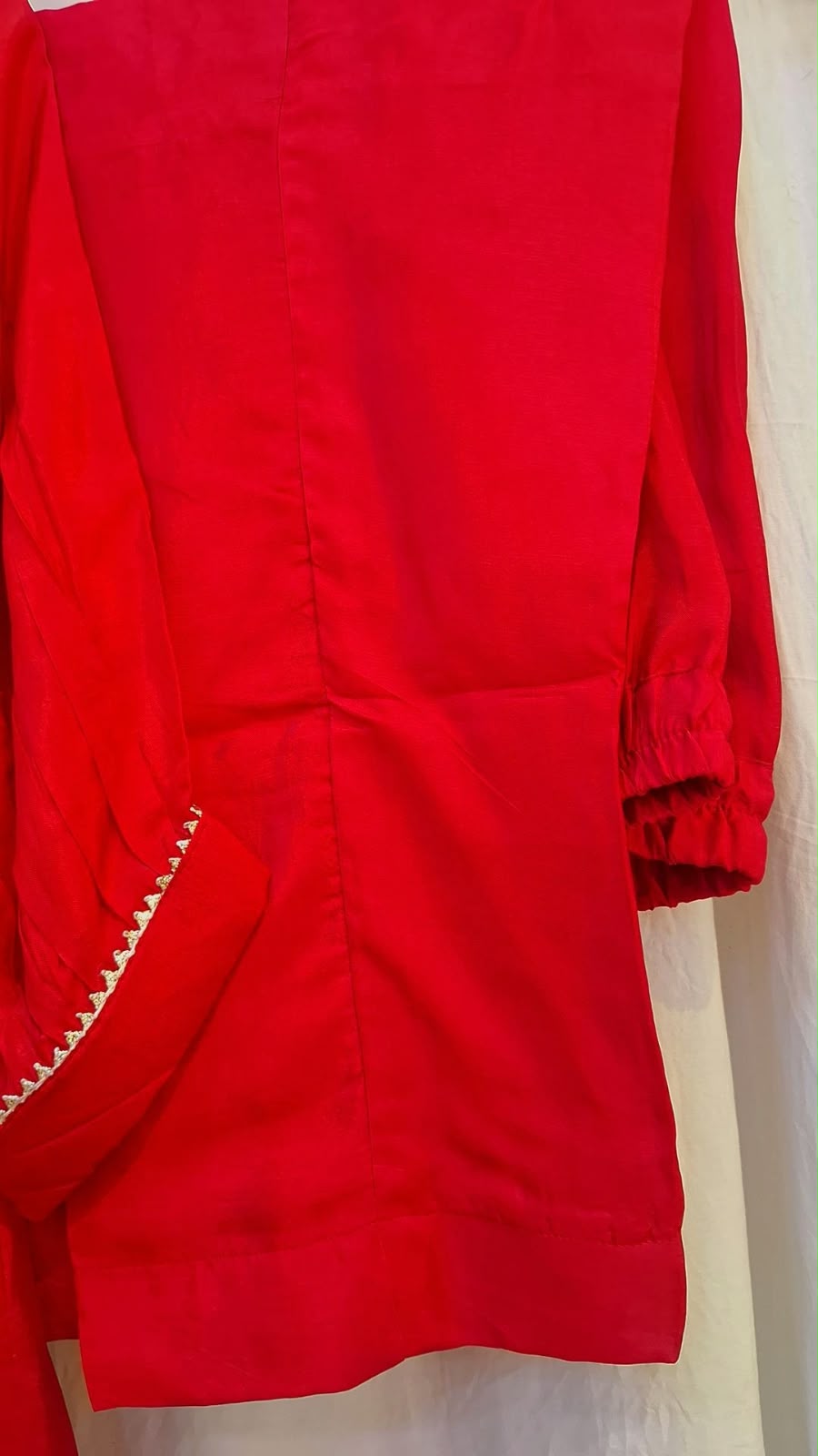 RED SUIT WITH PANT AND ORGANZA DUPPTTA SET