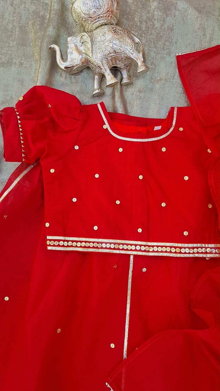 RED TOP WITH SKIRT AND DUPPTTA SET