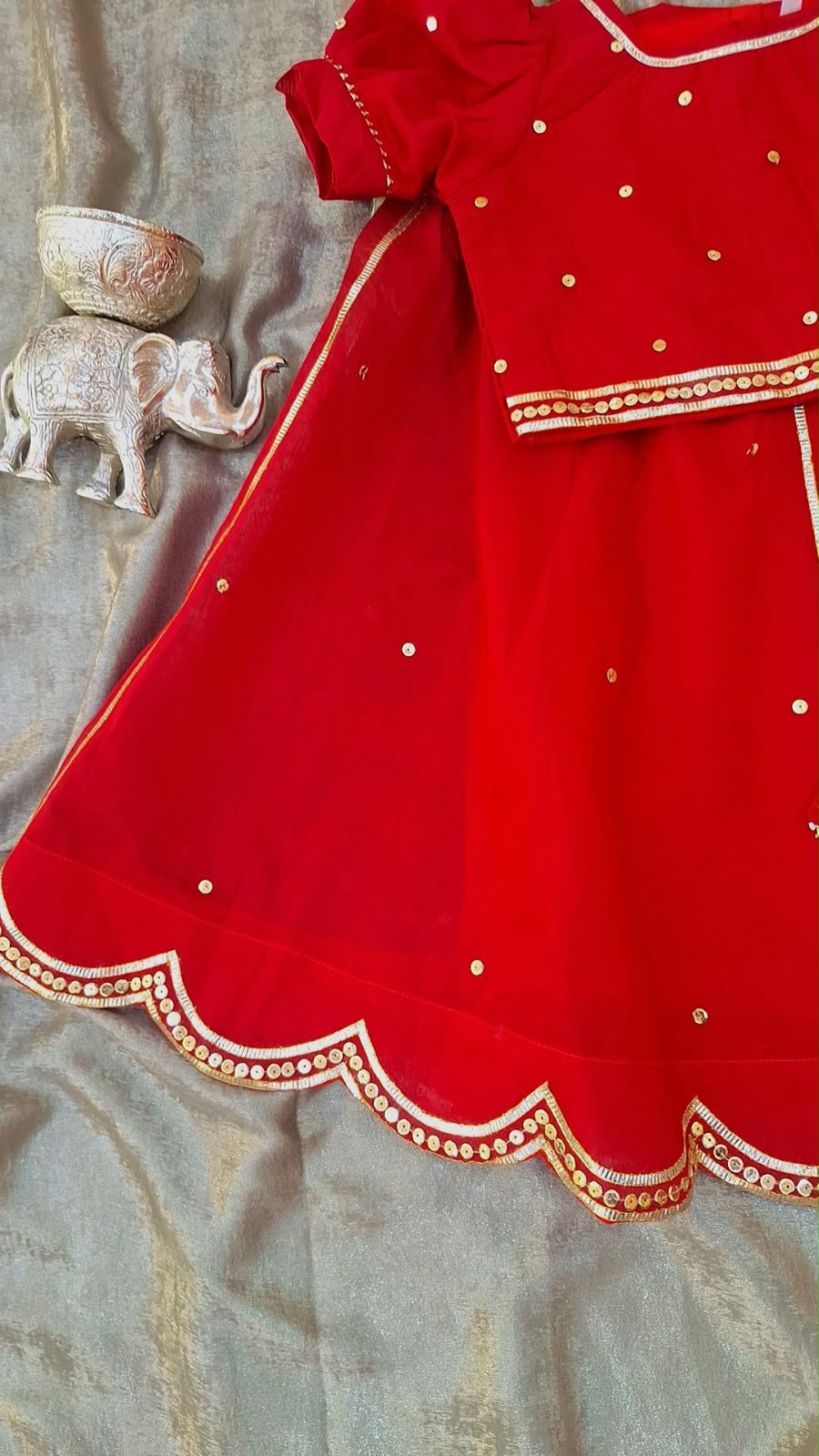 RED TOP WITH SKIRT AND DUPPTTA SET