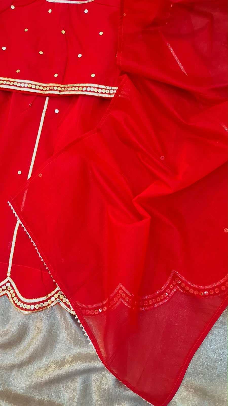 RED TOP WITH SKIRT AND DUPPTTA SET