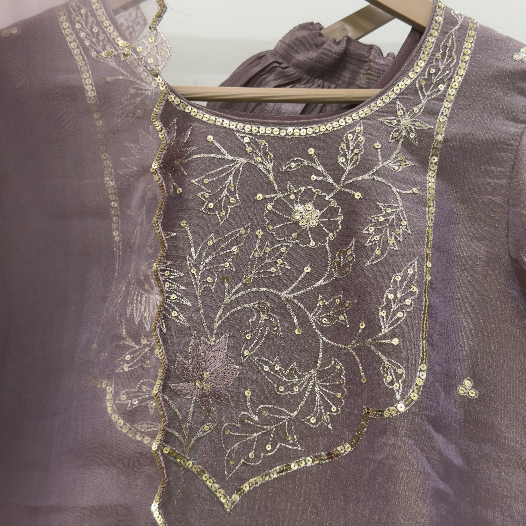 Mauve Tissue Light Lehenga Set