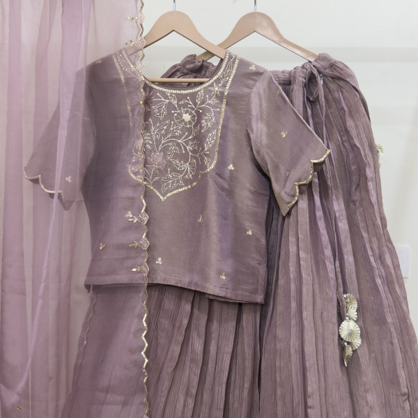 Mauve Tissue Light Lehenga Set