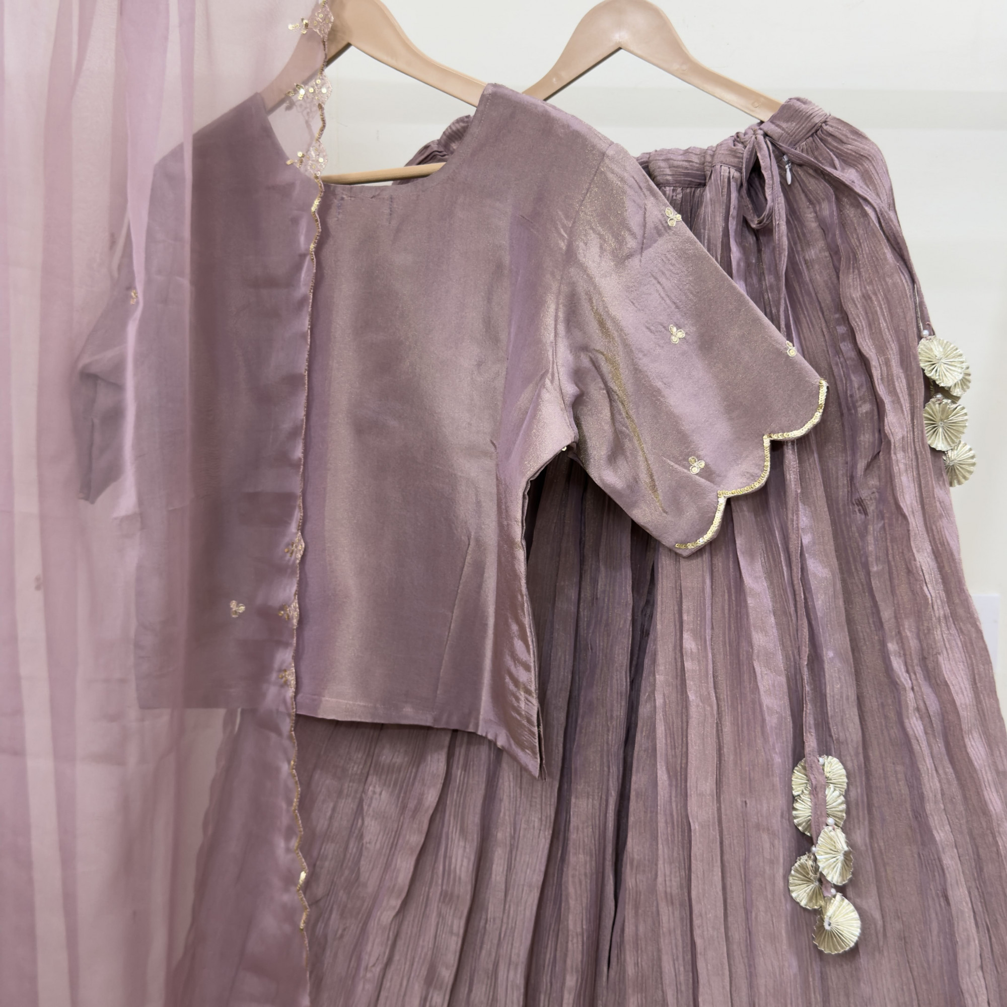 Mauve Tissue Light Lehenga Set