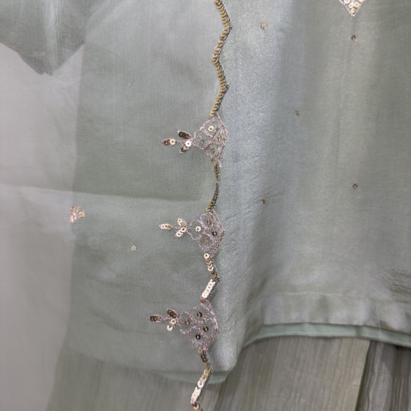 Green Tissue Light Lehenga Set