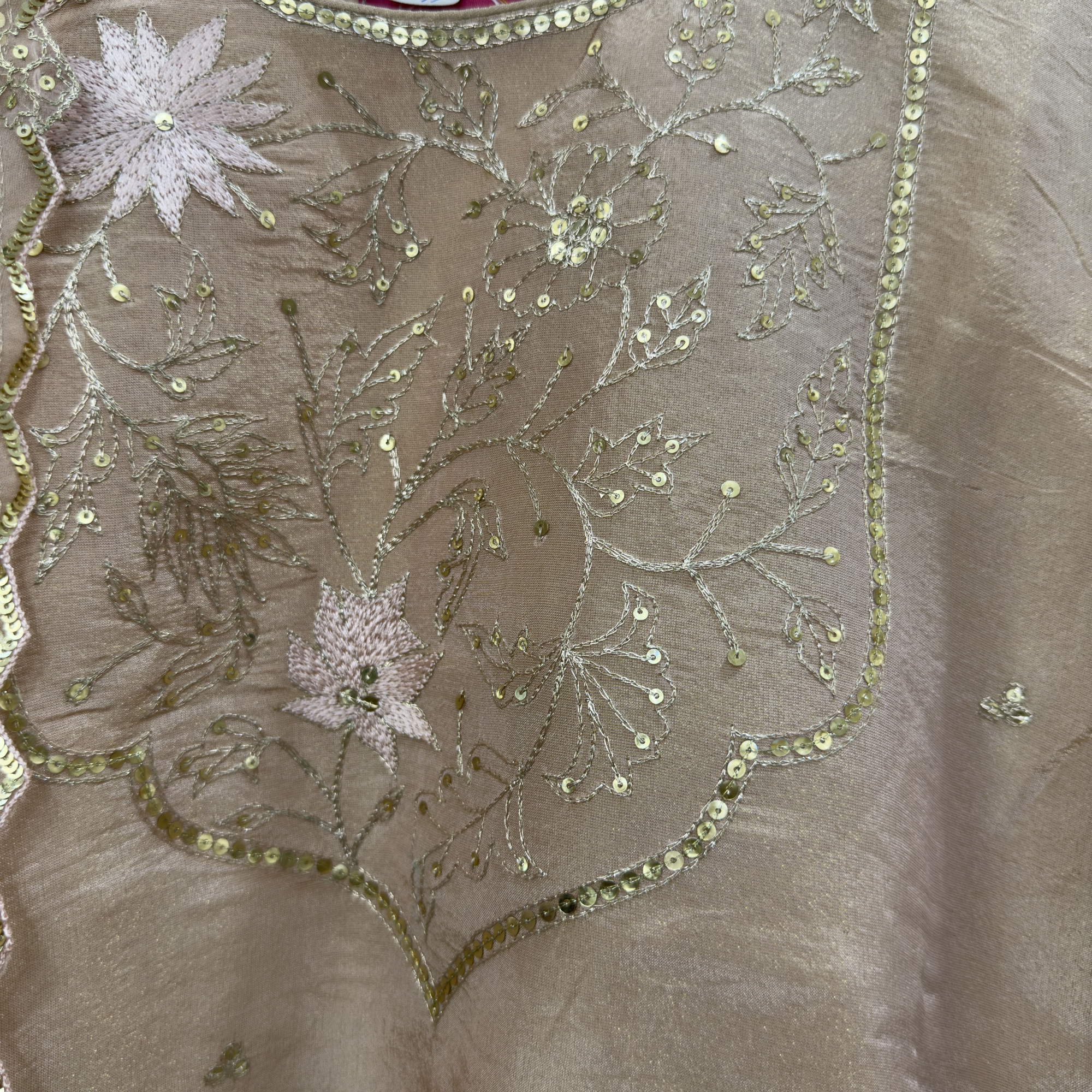 Peach-pink Tissue Light Lehenga Set