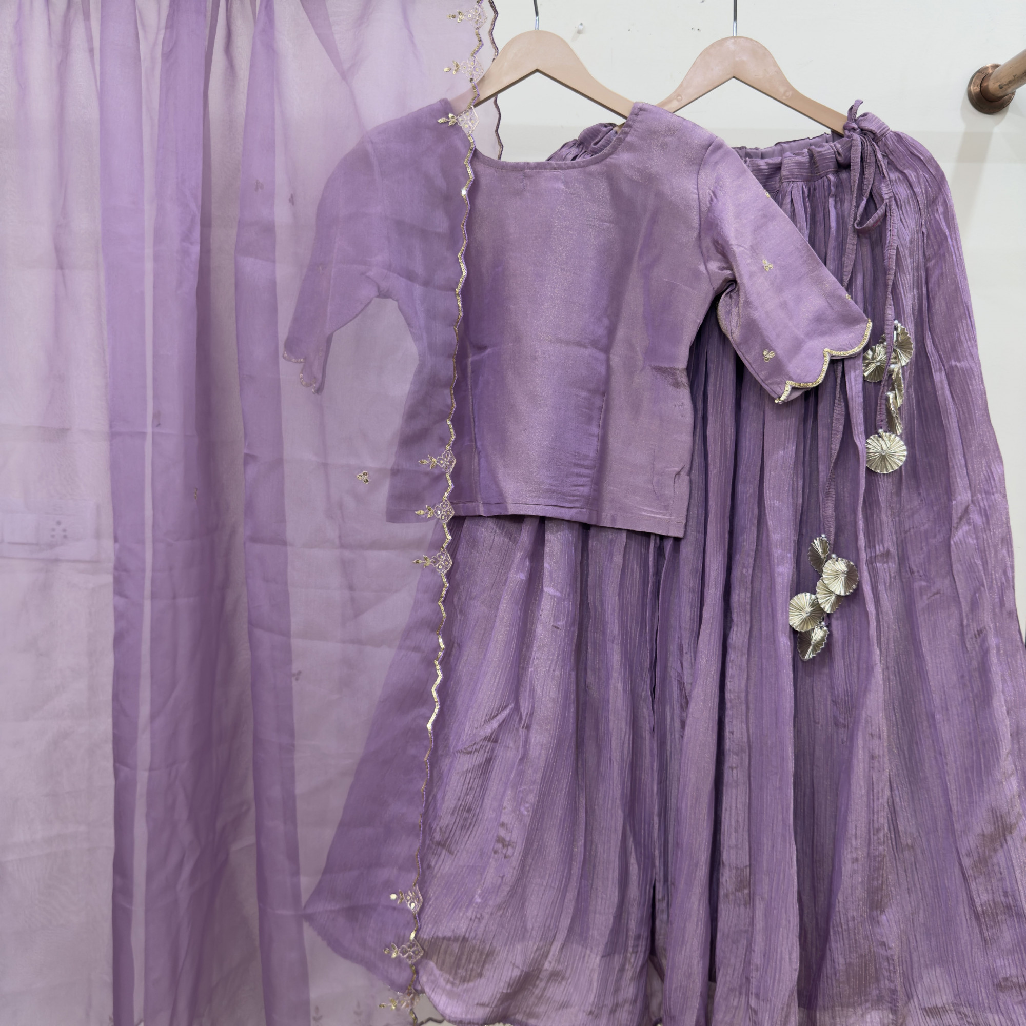 Lavender Tissue Light Lehenga Set
