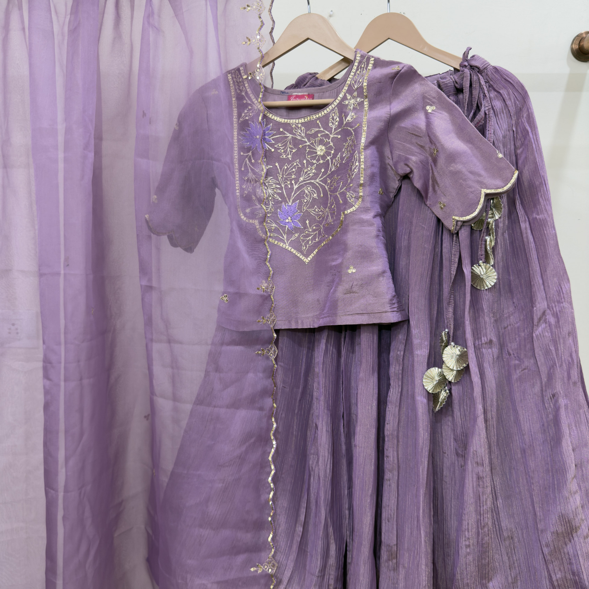 Lavender Tissue Light Lehenga Set