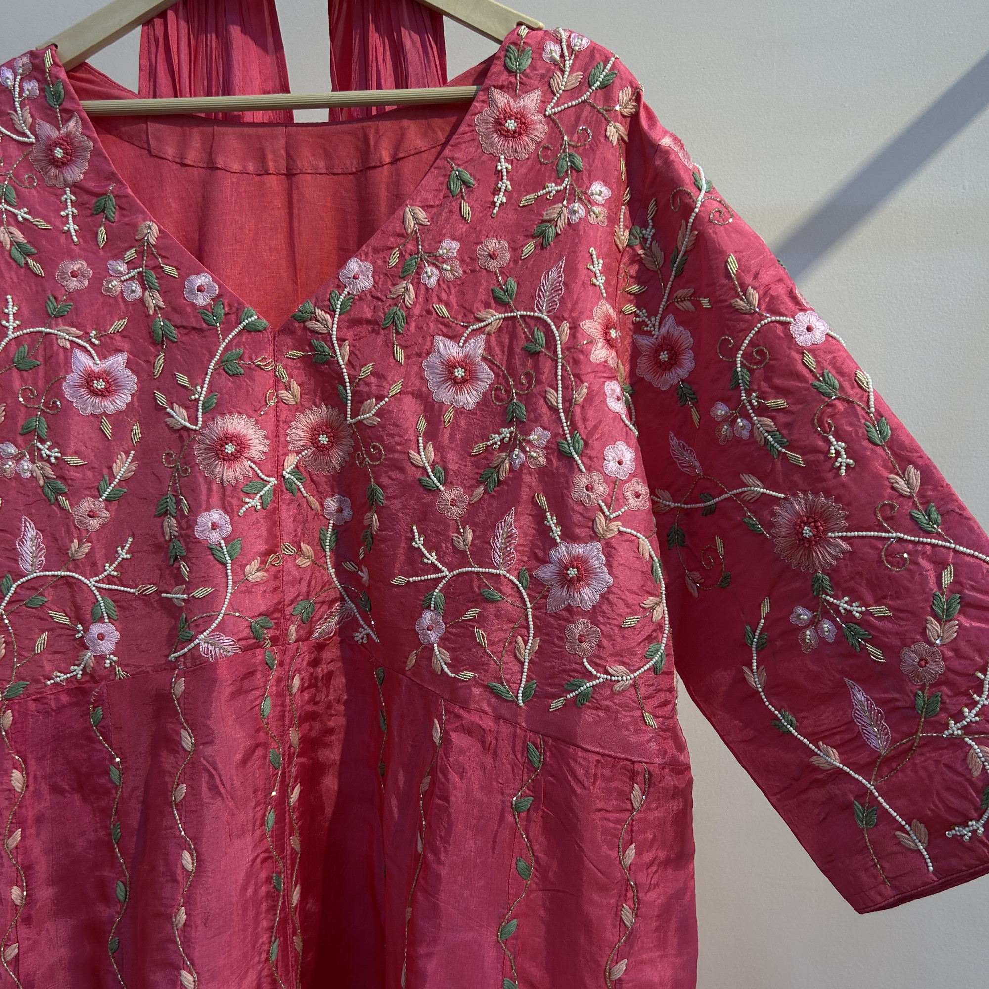Ombre Pink Shaded Threadwork Indo Western