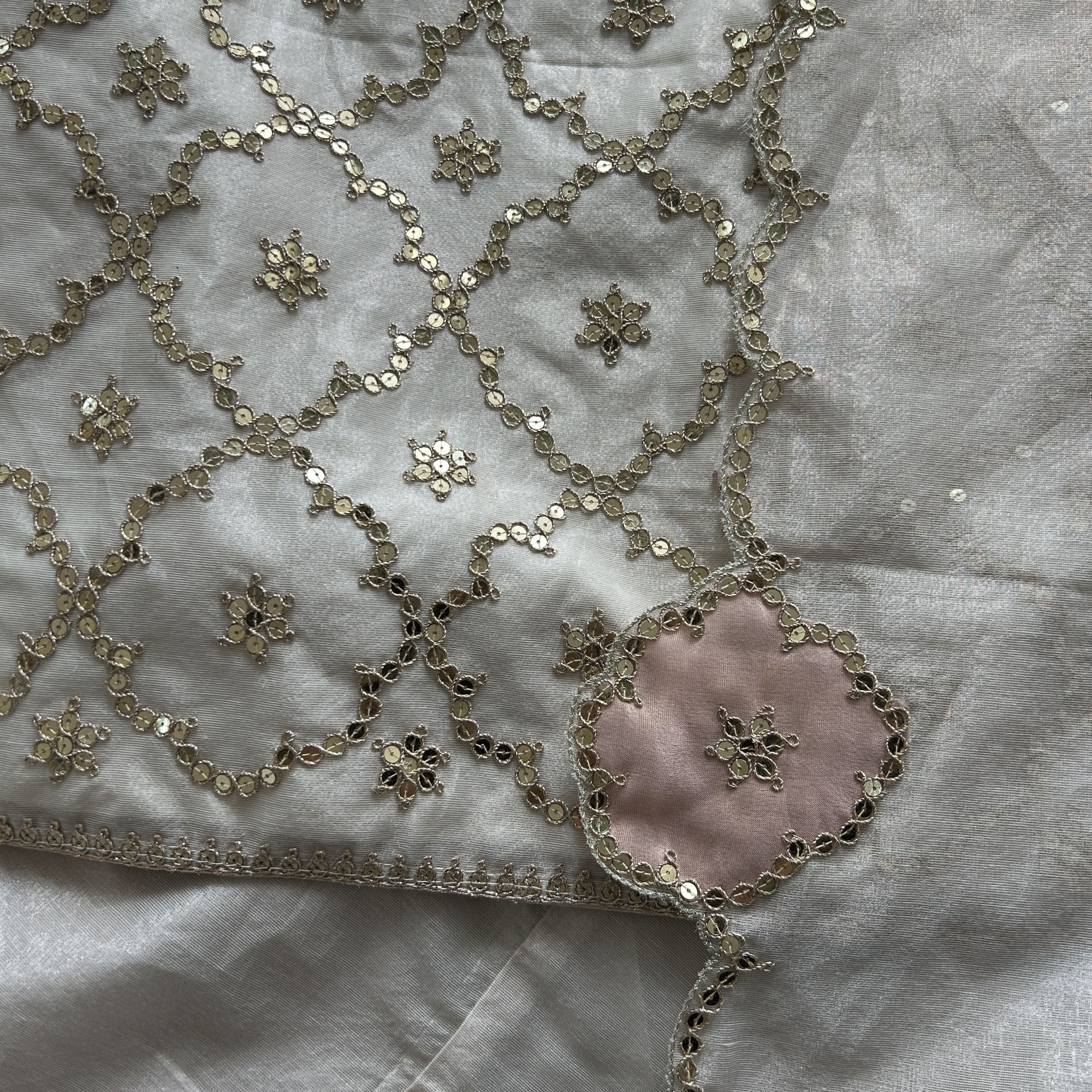 Ivory Jaal Embroidery Indo-western