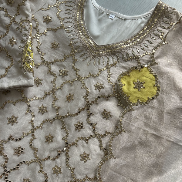 Ivory Jaal Embroidery Indo-western