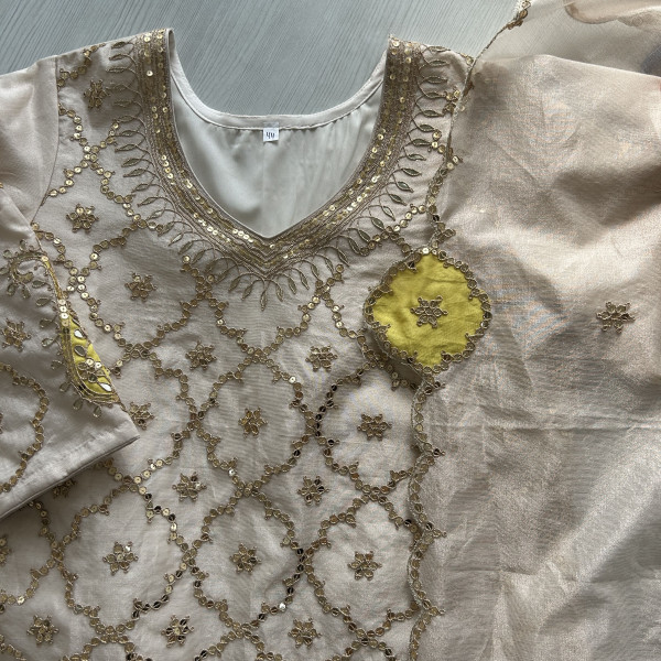 Ivory Jaal Embroidery Indo-western