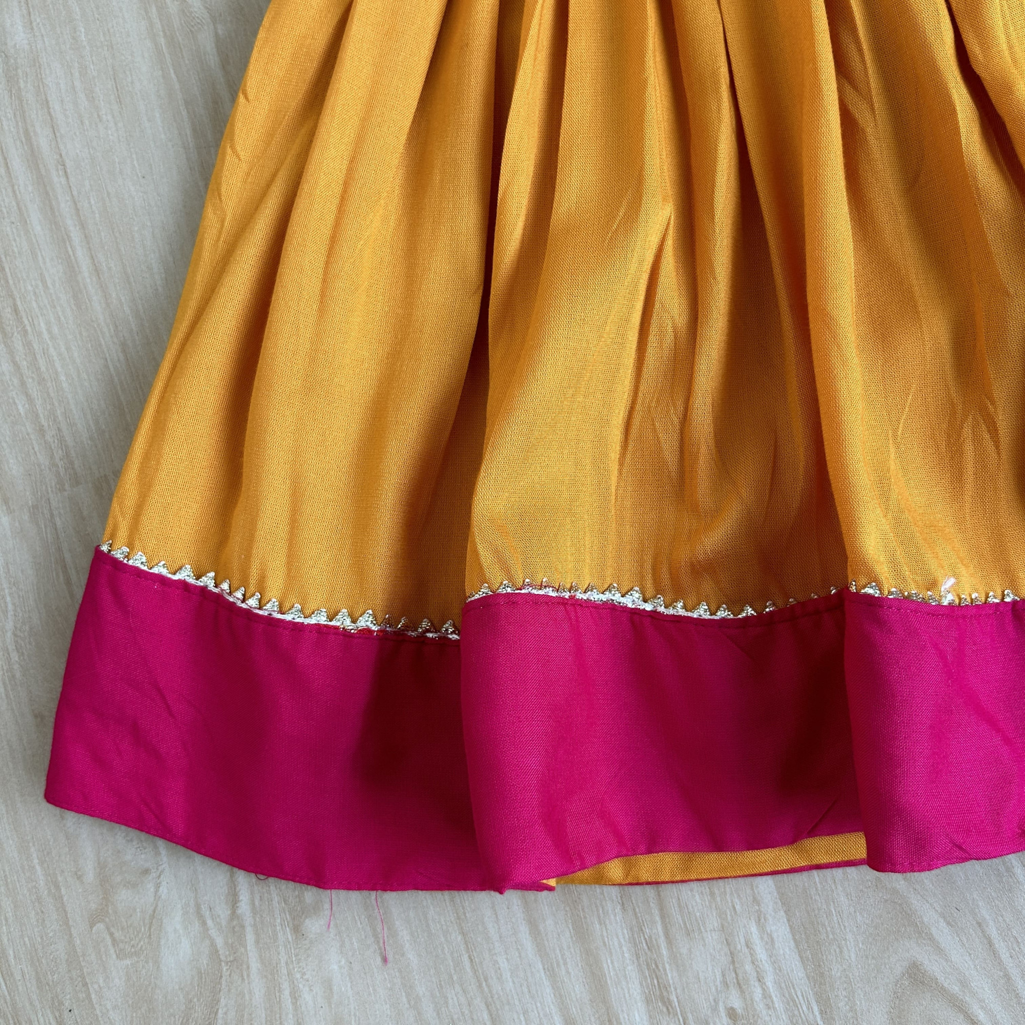 Amber Yellow Gather Flare Gotapatti Frock