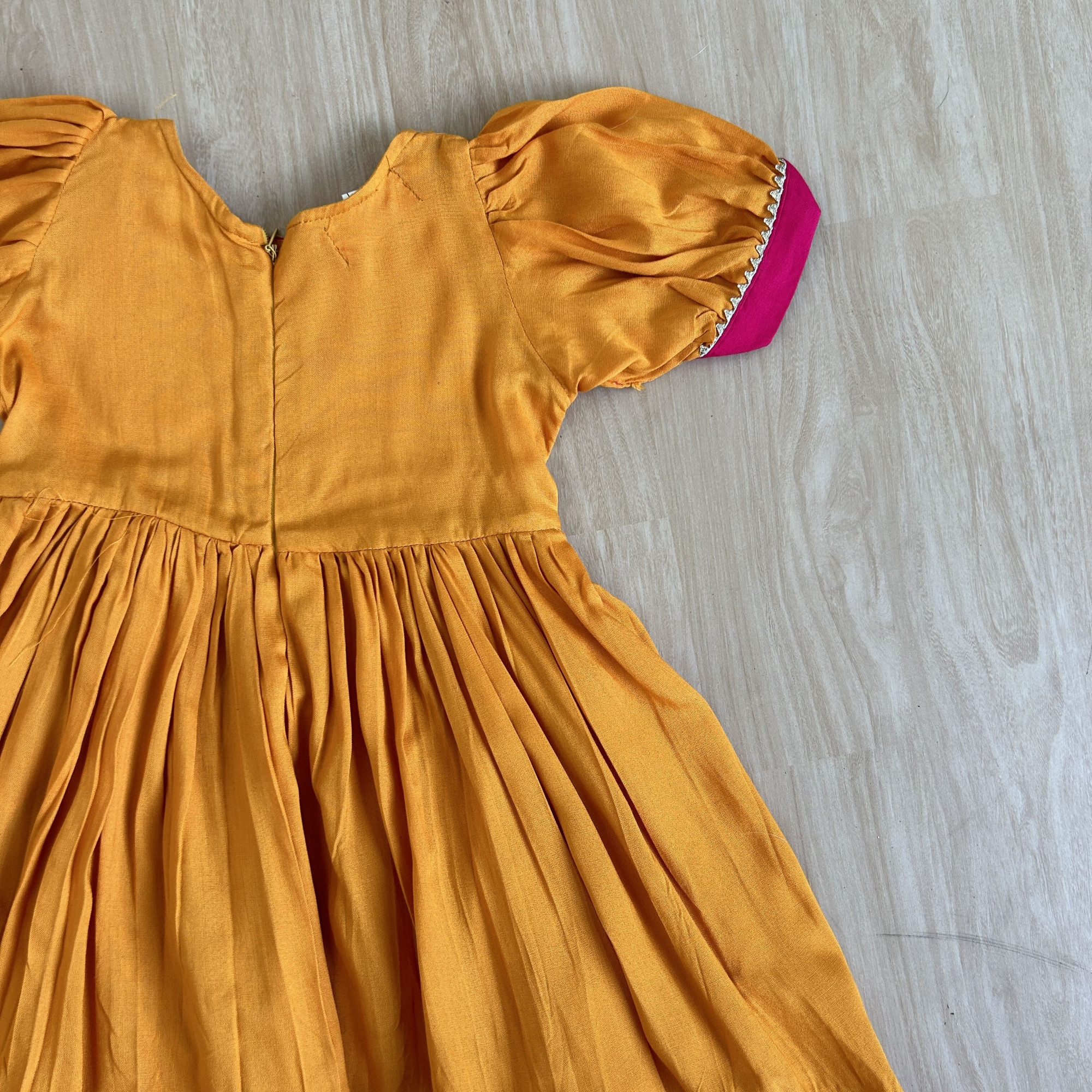 Amber Yellow Gather Flare Gotapatti Frock