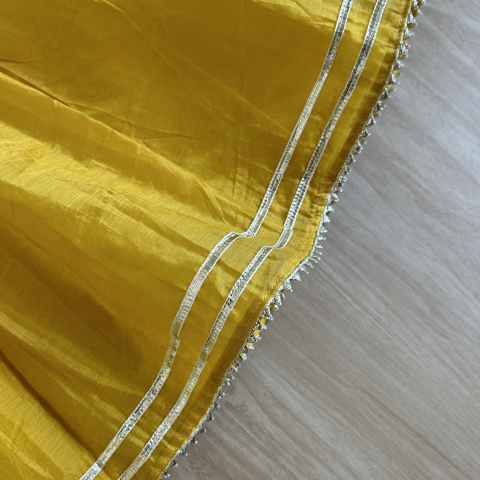 Subtle Mustard Yellow Gather Flare Frock with Gota Detailing