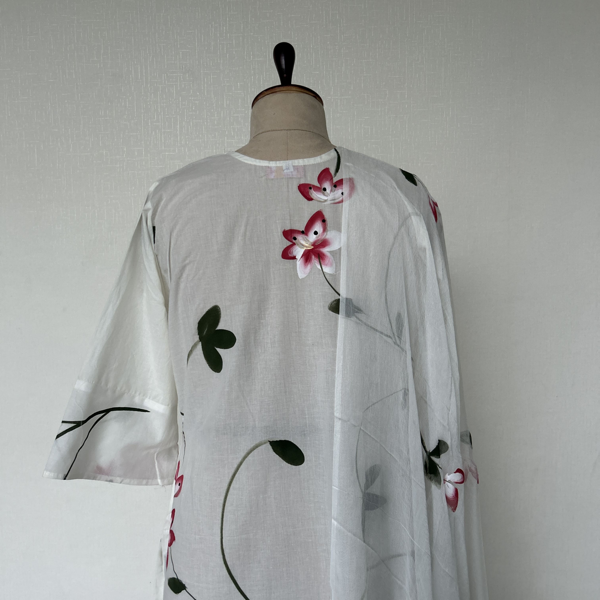 White-Cherry Hand-Painted Cotton Suit Set