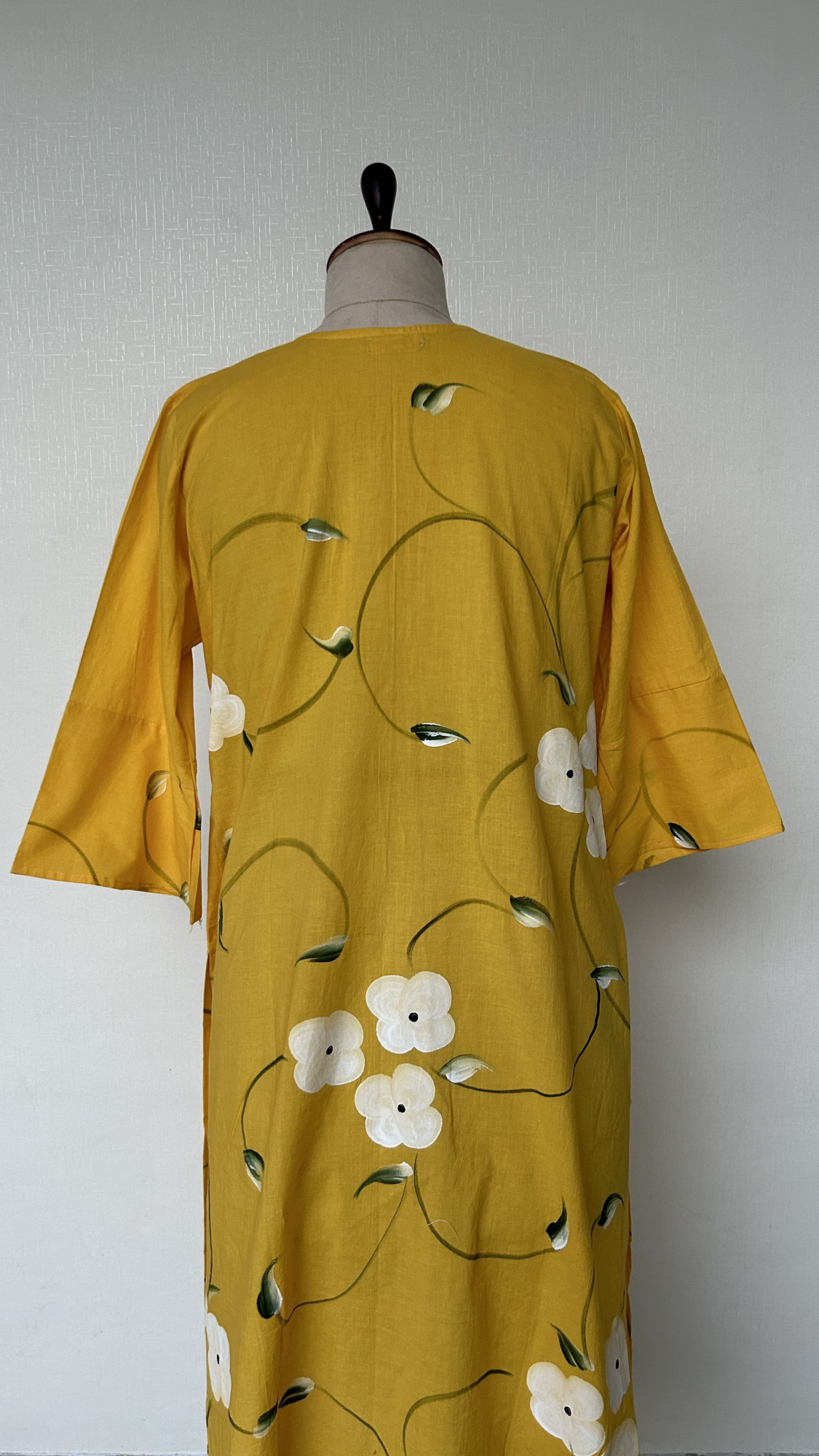 Bright Yellow Hand-Painted Cotton Suit Set