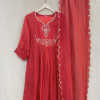 Light Red MulChanderi Hand Embroidered Kurta Set