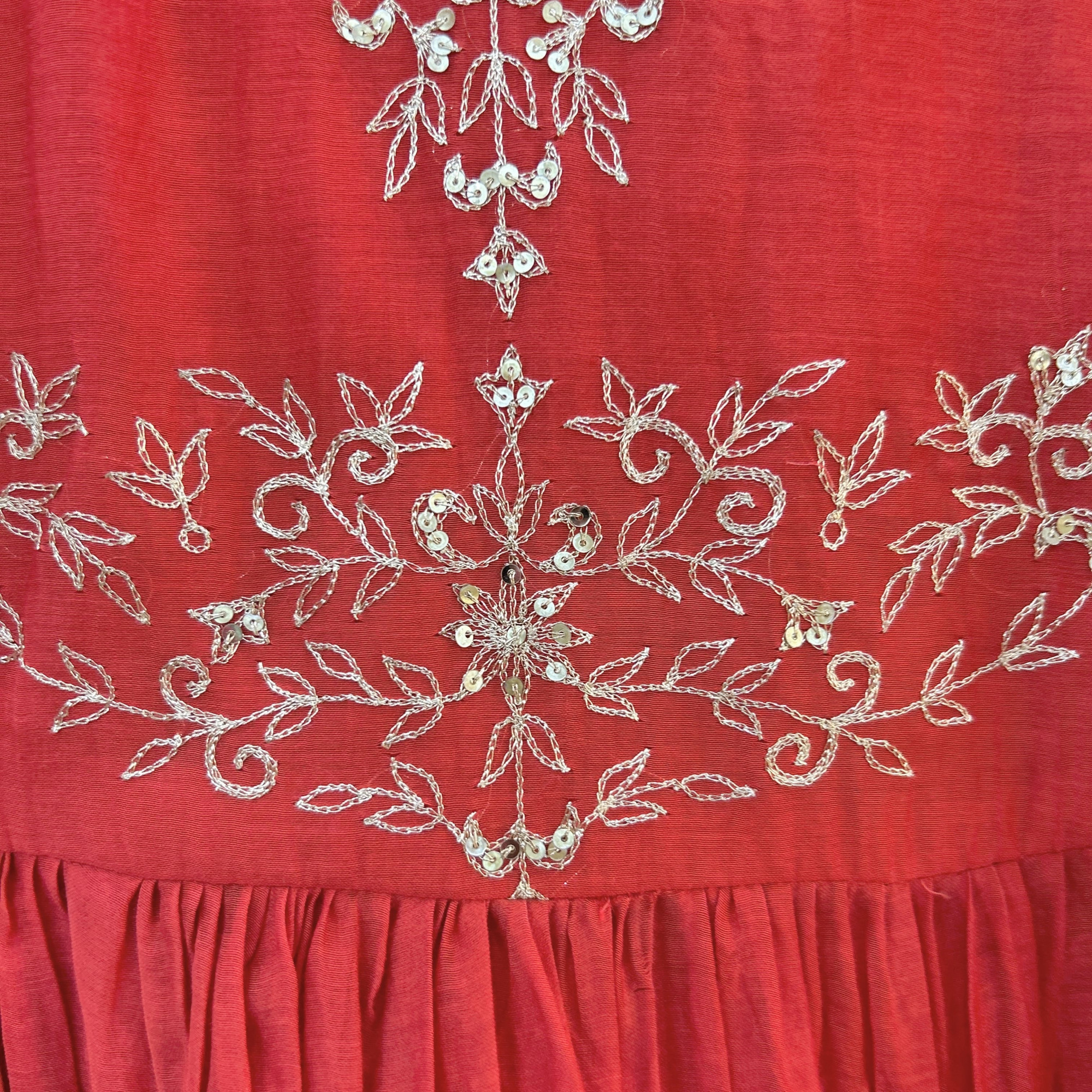 Light Red MulChanderi Hand Embroidered Kurta Set