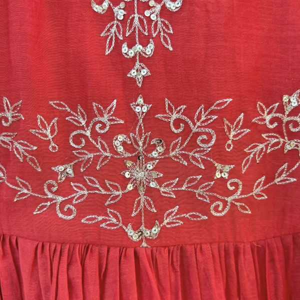 Light Red MulChanderi Hand Embroidered Kurta Set