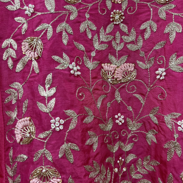 Pink Hand Embroidered Summer Silk Suit Set