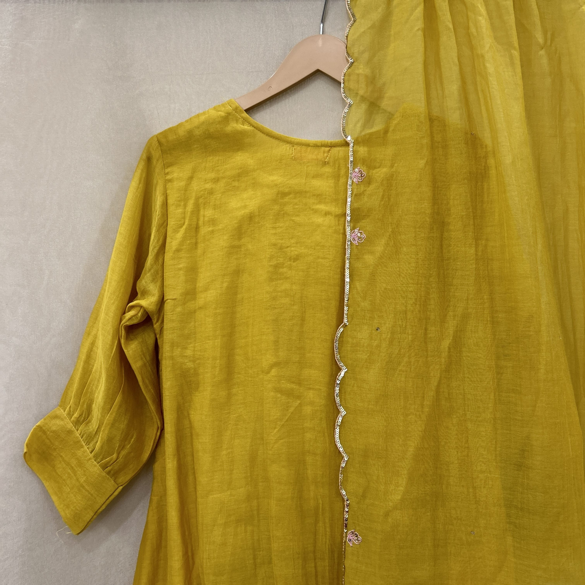 Mustard Yellow Mul Chanderi Kurta Set