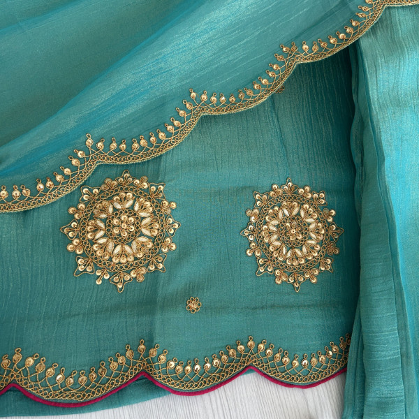 Turquoise Marodi Work Indo-Western