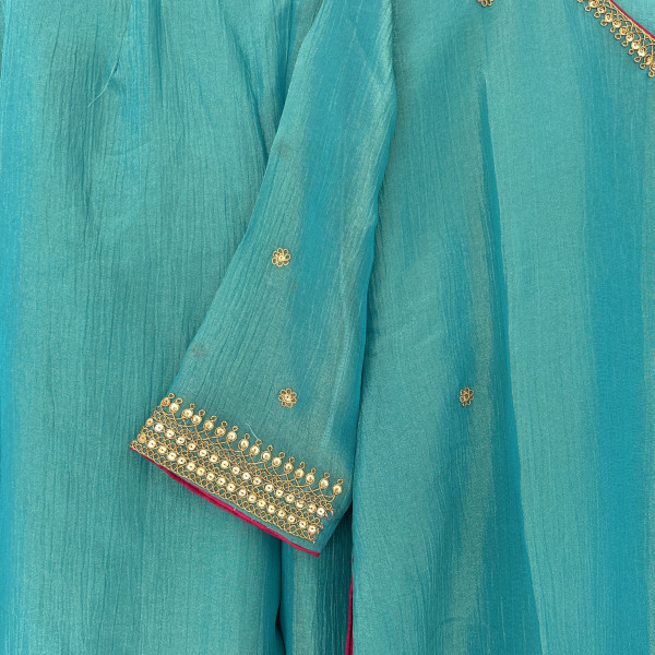 Turquoise Marodi Work Indo-Western