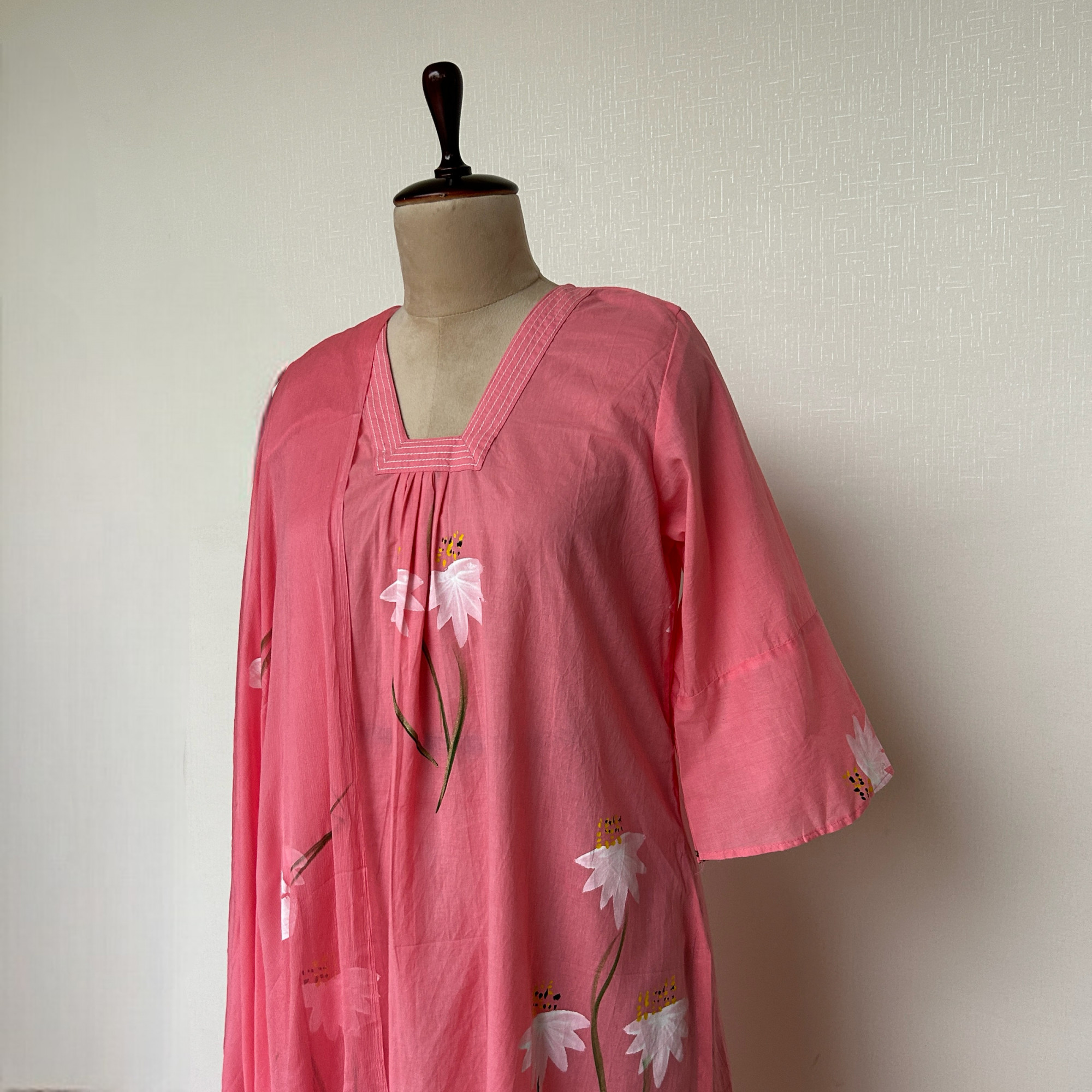 Subtle Pink Hand-Painted Cotton Suit Set