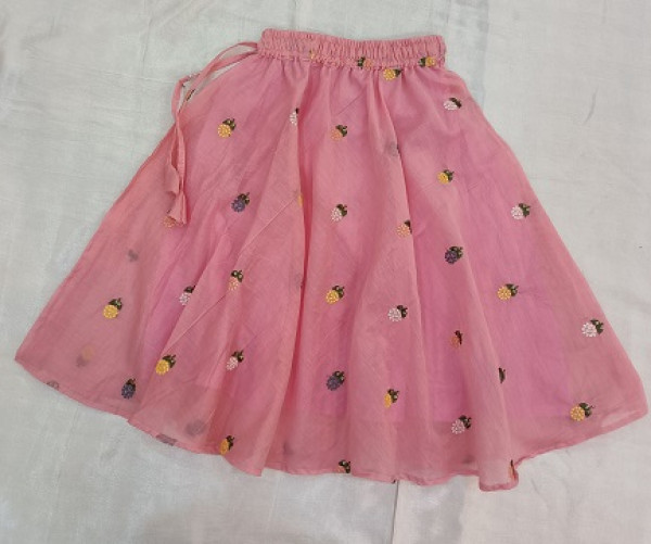 PINK MULPRINT  TOP SKIRT AND DUPPTTA  KIDS SET