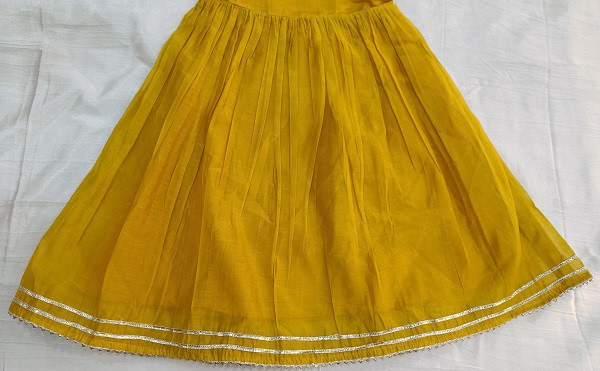 YELLOW CHANDERI  KIDS FROCK SET