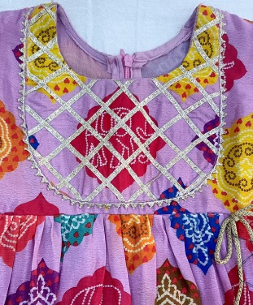 MULTI PURPLE GOTA DESIGN KIDS FROCK SET