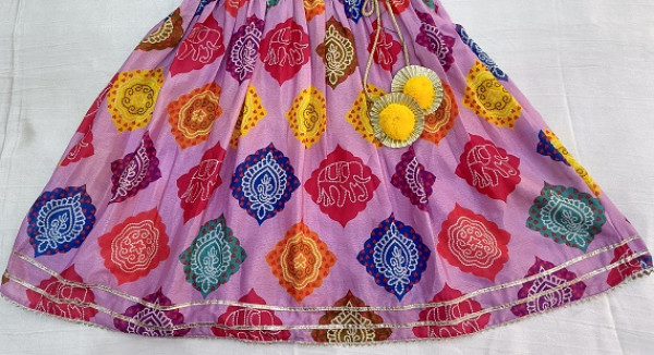 MULTI PURPLE GOTA DESIGN KIDS FROCK SET