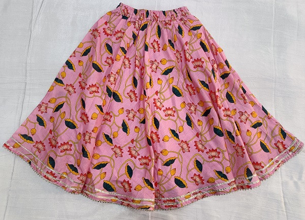 PINK MULTI PRINT TOP SKIRT AND DUPPTTA  KIDS SET
