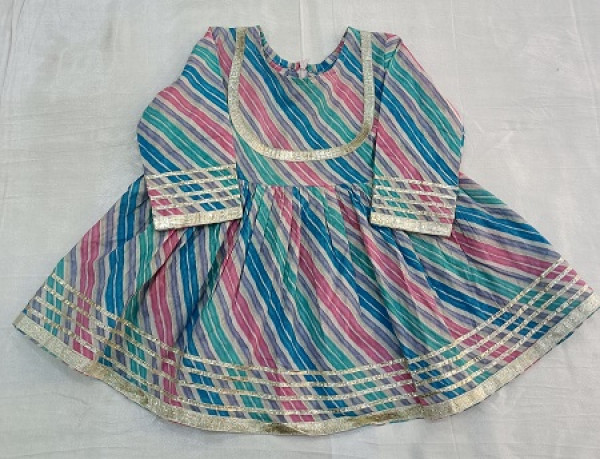 COTTON MULTI LEHRIYA PEPLUM SHARARA WITH DUPPTTA  KIDS SET