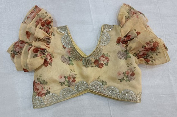 LIGHT YELLOW GEORGETTE FLOWER PRINT TOP SKIRT AND DRAPE DUPPTTA KIDS SET