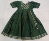 BOTTLE GREEN CHANDERI GOTA KIDS FROCK SET