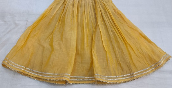 YELLOW CHANDERI GOTA KIDS FROCK SET