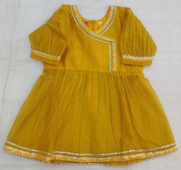 MUSTARD YELLOW CHNADERI PEPELUM SHARARA WITH DUPPTTA KIDS SET
