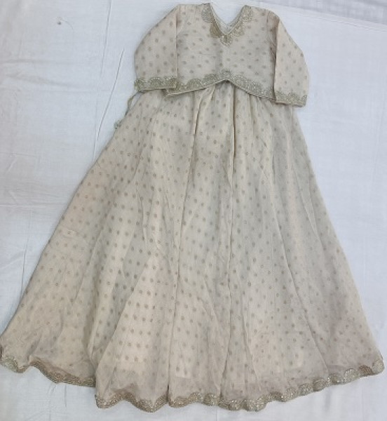 OFFWHITE CHANDERI TISSUE TOP SKIRT WITH DUPPTTA KIDS SET