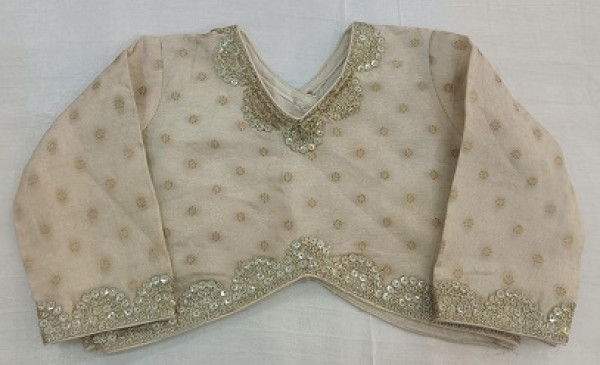 OFFWHITE CHANDERI TISSUE TOP SKIRT WITH DUPPTTA KIDS SET