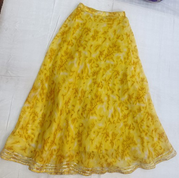 YELLOW DORIYA TOP SKIRT WITH DUPPTTA KIDS SET