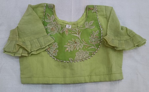 MINT GREEN HANDWORK TOP SKIRT WITH DUPTTA KIDS SET