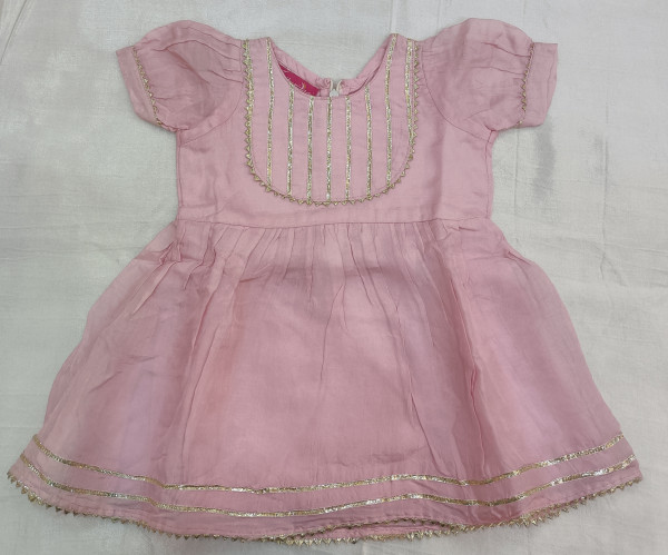 BABY PINK SUMMERSILK GOTA FROCK KIDS SET