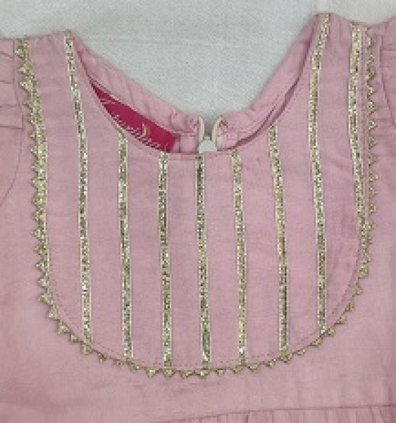 BABY PINK SUMMERSILK GOTA FROCK KIDS SET