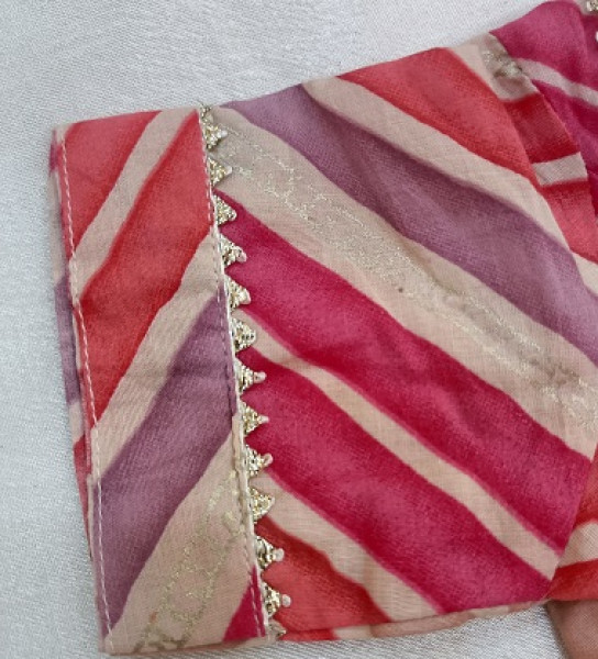 MULTI LEHRIYA GOTA FROCK KIDS SET