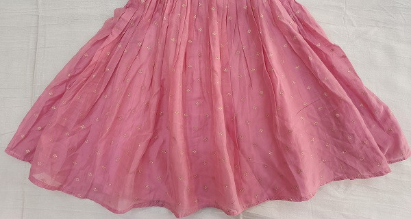 BABY PINK CHANDERI GOTA FROCK KIDS SET